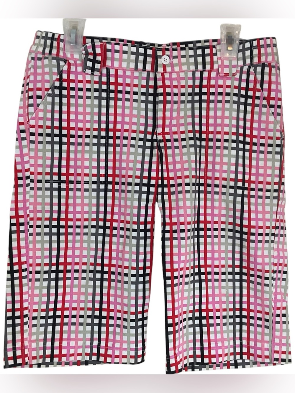Raw Blue Lady Women’s XL Plaid Golf Shorts Pink Red Black Bermuda Casual